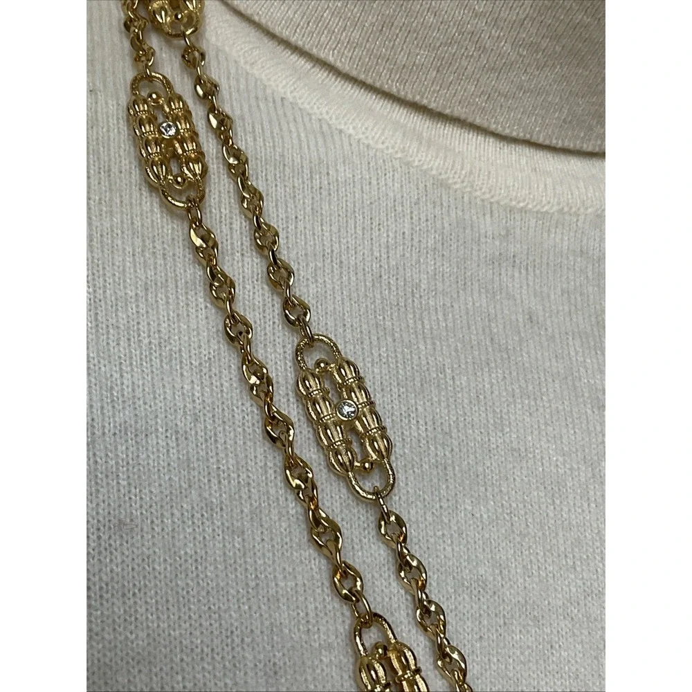 Camrose & Kross JBK Jackie Kennedy Gold Toned XL Paperclip Necklace Crystals box